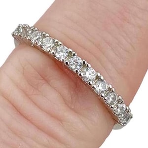 Estate Vintage CHANEL BAND Ring, Dainty Minimalist, 1 Carat Setting, CZ Cubic Zirconia, Ladies Size 8 8.75, Art Deco Band, Bridal, Wedding