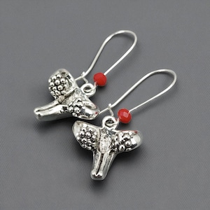 UTERUS Silver Small Charm Earrings, Red Crystal Bead Earrings, 3D Female Reproductive Health Earrings, Fertility Jewelry, Handmade Gift
