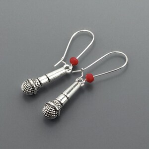 Microphone Earrings, 3D Sterling Silver Mic, Musician Gift