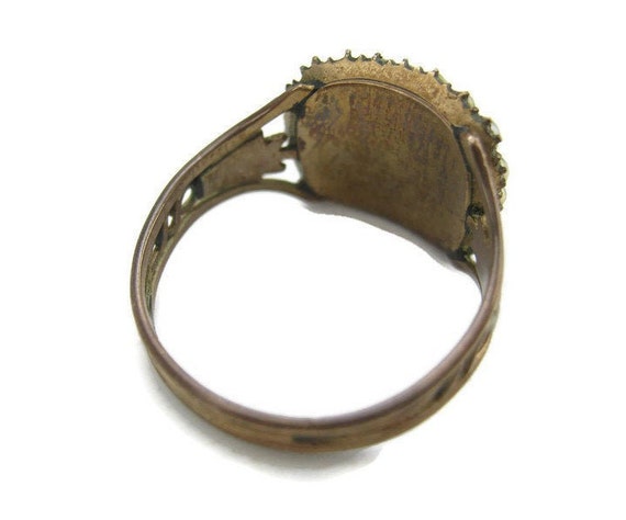 ANTIQUE 1800's - Victorian Mourning Brass Ring, S… - image 4