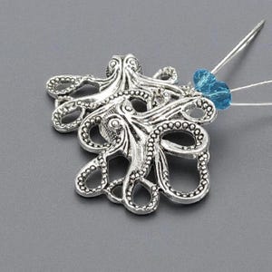 Large Octopus 925 Silver Earrings, Coastal Ocean Jewelry