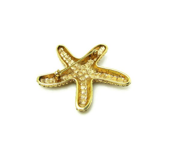 VINTAGE 1980's - 18K Gold & Crystal Starfish Broo… - image 3