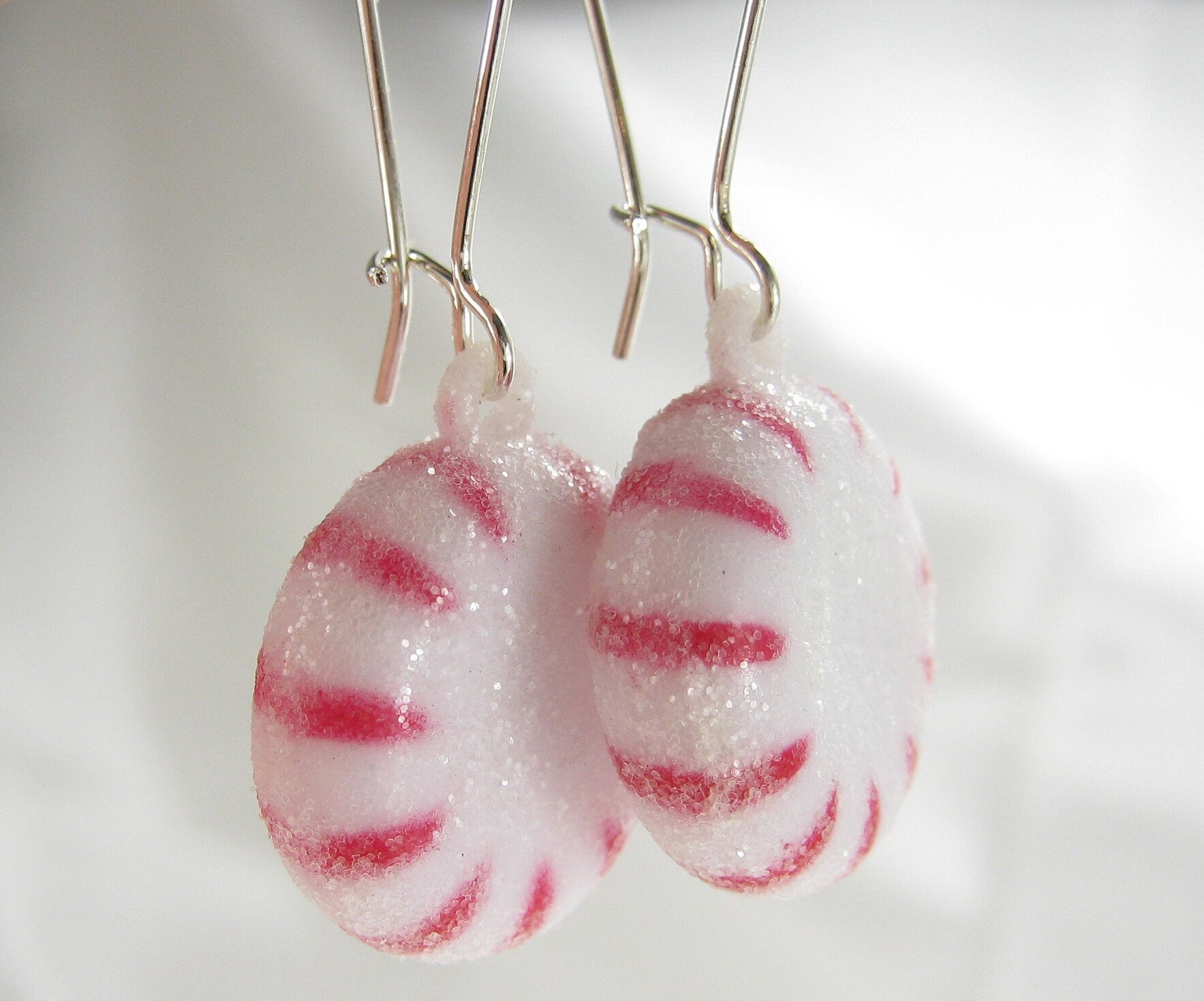 PEPPERMINT CANDY 925 Silver Earrings 3D Red Mint Candies Etsy