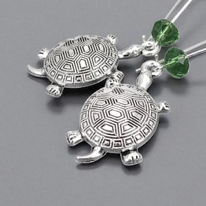 Diamondback Terrapin Turtle Earrings, Sterling Silver Plated, Coastal Jewelry