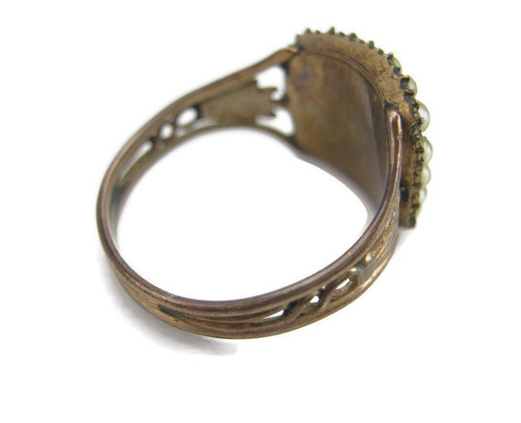 ANTIQUE 1800's - Victorian Mourning Brass Ring, S… - image 5