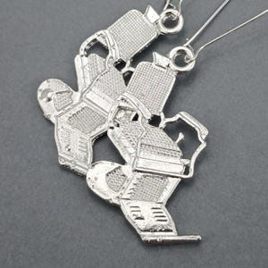 HAIR STYLIST CHAIR Silver Large Charm Earrings, Hairdresser, Beautician, Hair Cutting, Beauty Parlor, Salon, Cosmetology, Cosmotologist Gift