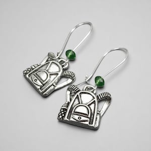 BACKPACK Silver Small Silver Charm Earrings, Mini Book Bag, Trail, Hiking, Climbing, Backpacking Sack, Climber, Hiker, School Teacher Gift