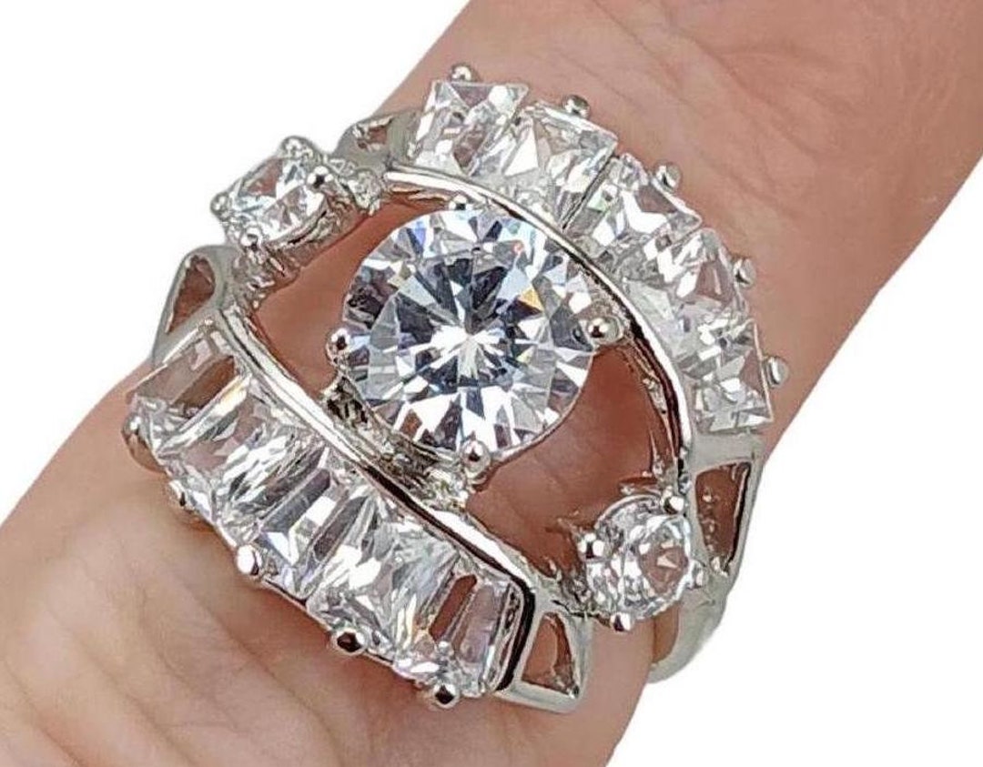 Bague Cocktail Zircone Cubique 2.5 Cts Argent Sterling 925 - Taille 5, Marque La Foi, Neuf Avec étiquettes