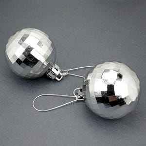 Disco Ball Earrings, 925 Silver, 70s Nightclub Style