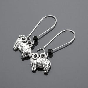 SHEEP Silver Small Dangling Charm Earrings, Ovis, Ram, Ewe, Lamb, Sheep Shearling Wool, Livestock Sheep, Zoology Jewelry, Zoologist Gift