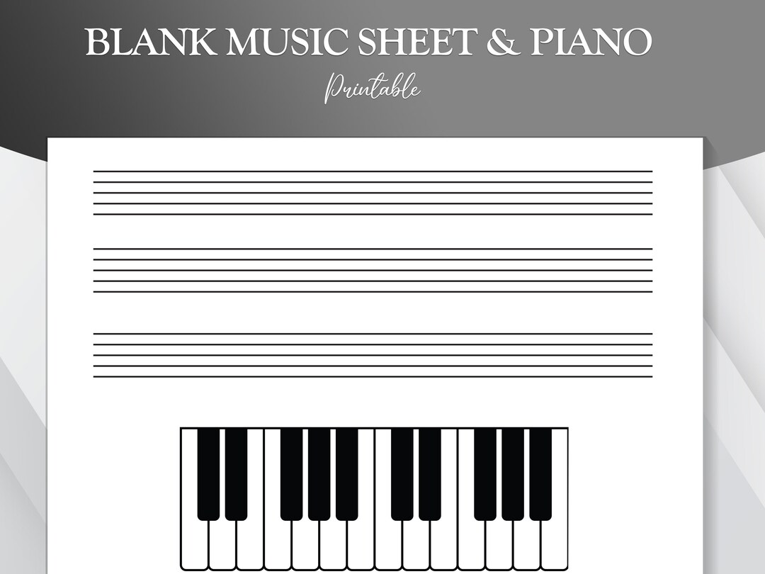 Music Staff Blank Sheet PDF With Piano US Letter and A4 - Etsy