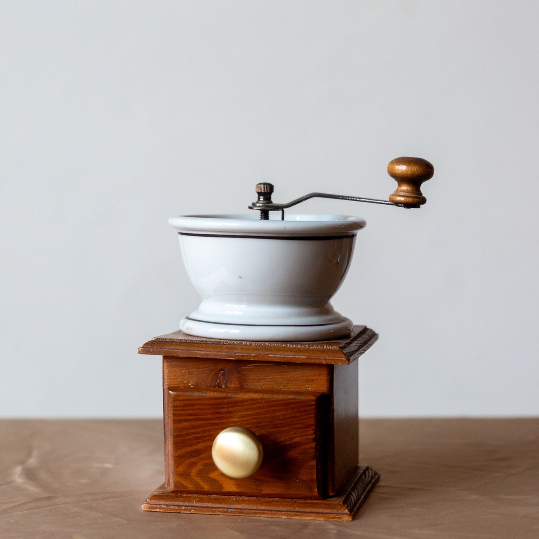 Vintage Coffee Hand Grinder With Ceramic Top Etsy