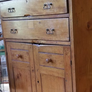 1**SOLD** TO Linda R** 1800&#39;s Farmhouse Shaker Pine Rare Sideboard Primitive Jelly Cabinet Antique Farmhouse Cupboard