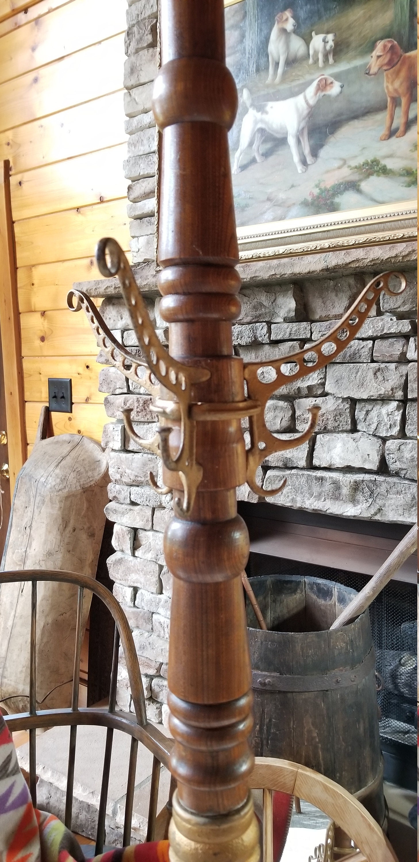 1rare Antique Turned Oak Wood Barber Shop Hall Tree 1891 Umbrella Hall ...