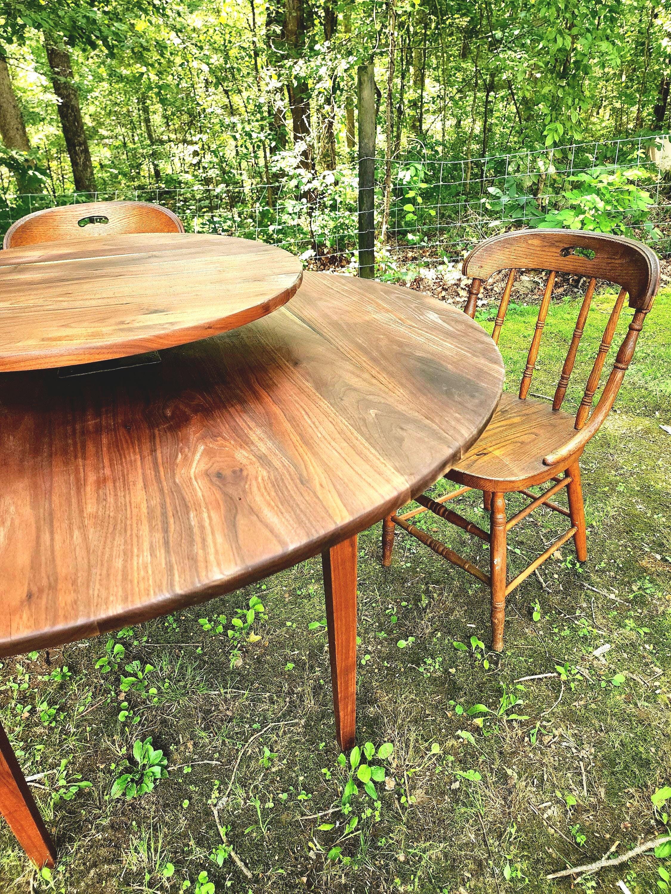 19th Century Exceptional Primitive Walnut Lazy Susan Round Table