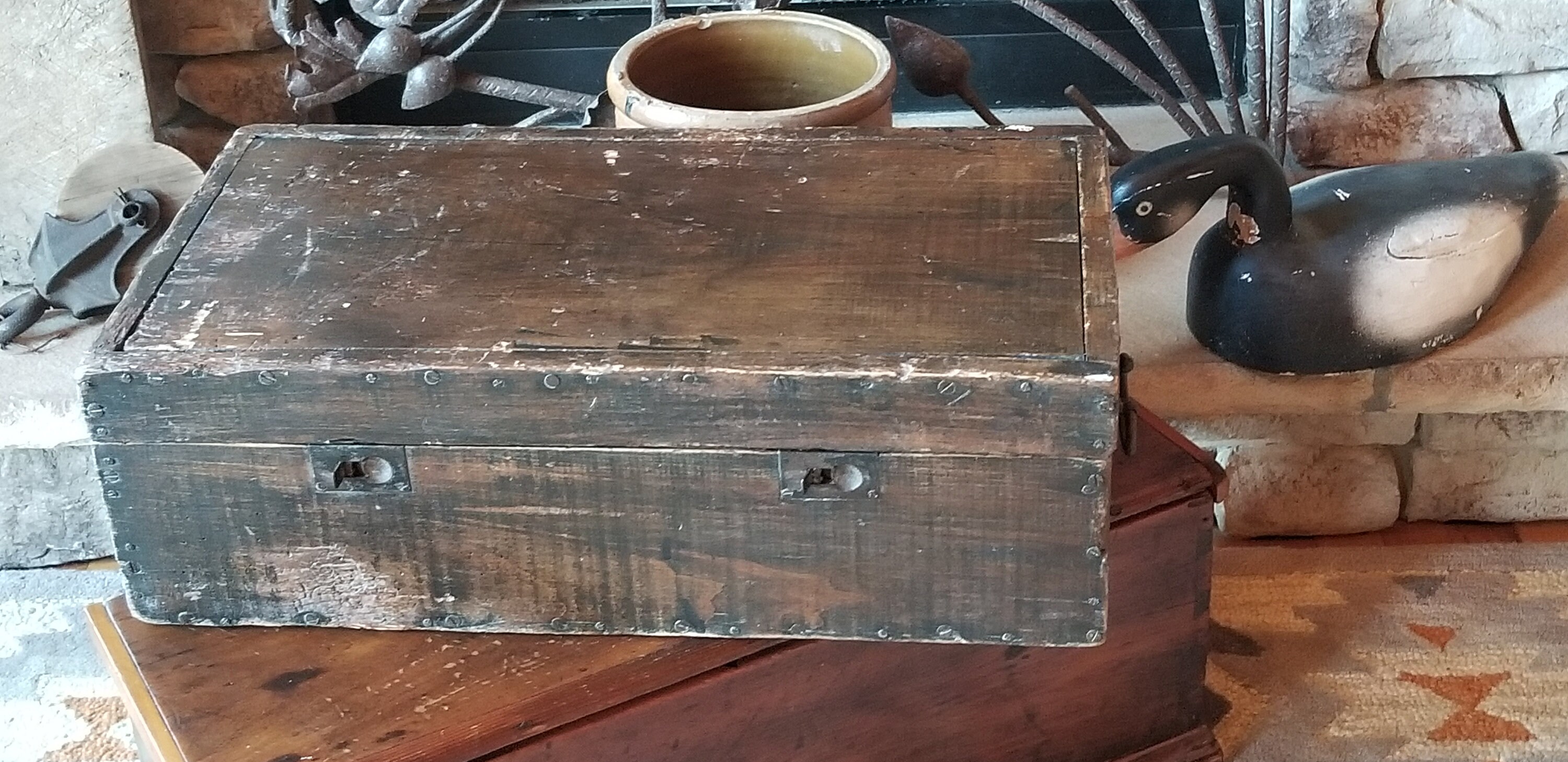 Antique Norwegian Sea Captain's Chest From New England With Dovetailed