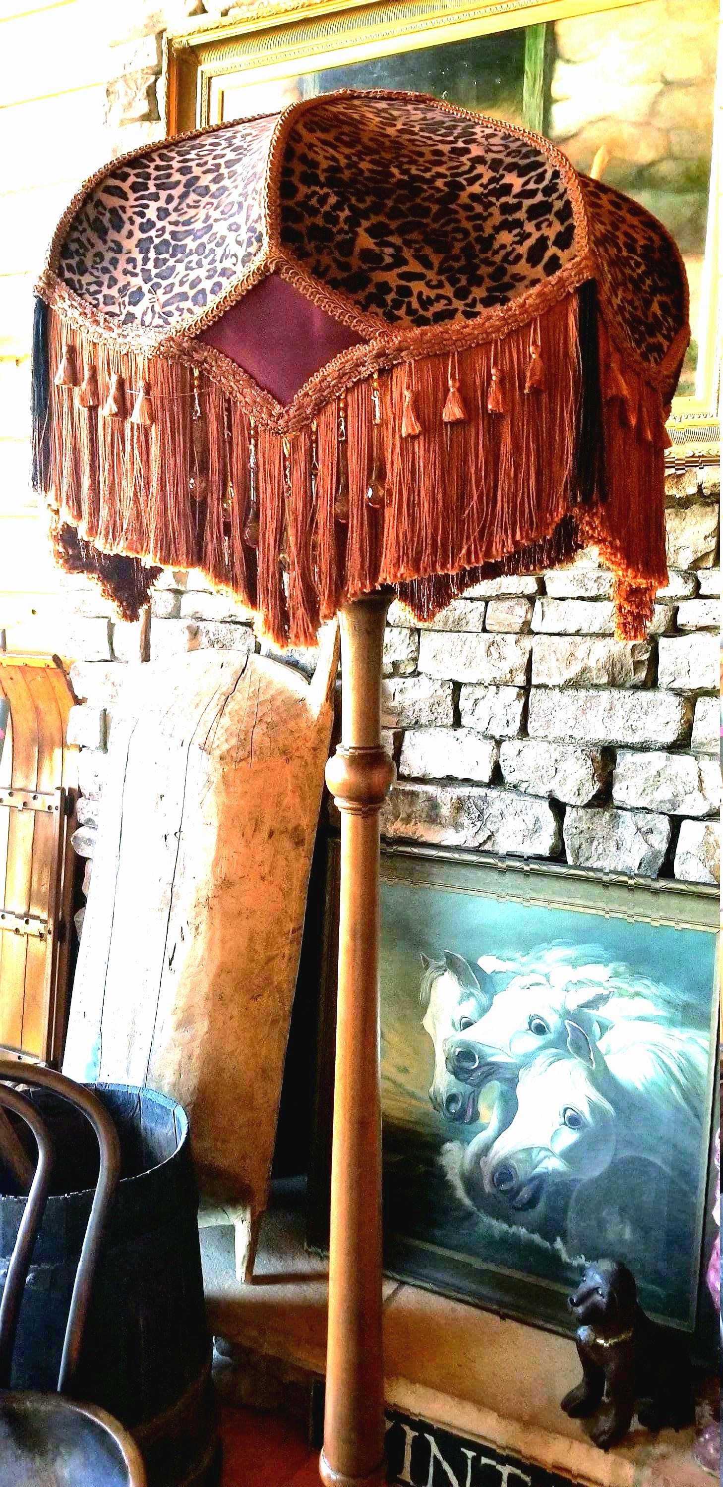 Antique Vintage Lamp Rare Victorian Early 1900s Turned Wood Floor