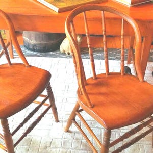 A+SALE+++Rare Set Antique Windsor Spindle Back Oak Chairs Turned Spindle Back Chairs Two Spindle Back Chairs