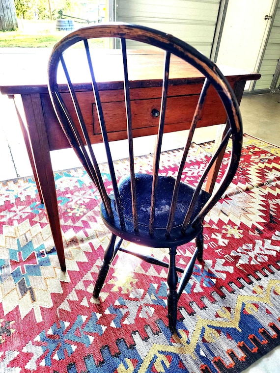しろくま USA Windsor chair 1780 American Bow-back 7 Spindle Black Original Windsor