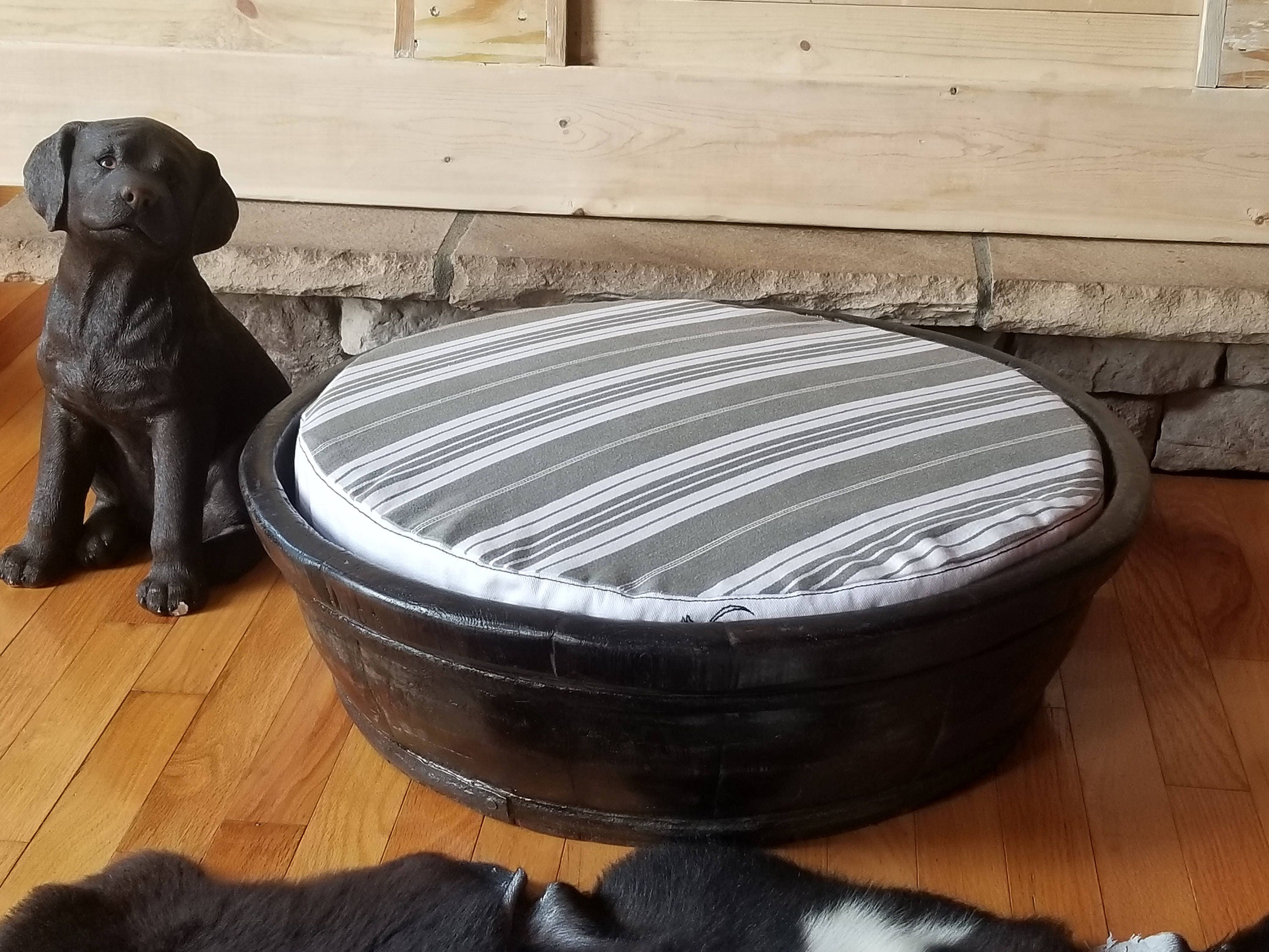 Custom Dog Bed Antique/vintage German Ticking Stripe Dog Antique