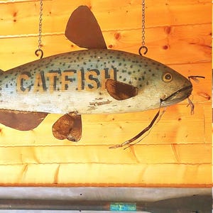 A+ One of A Kind Rare Large Unique Antique Folk Art Metal Catfish Hand ...