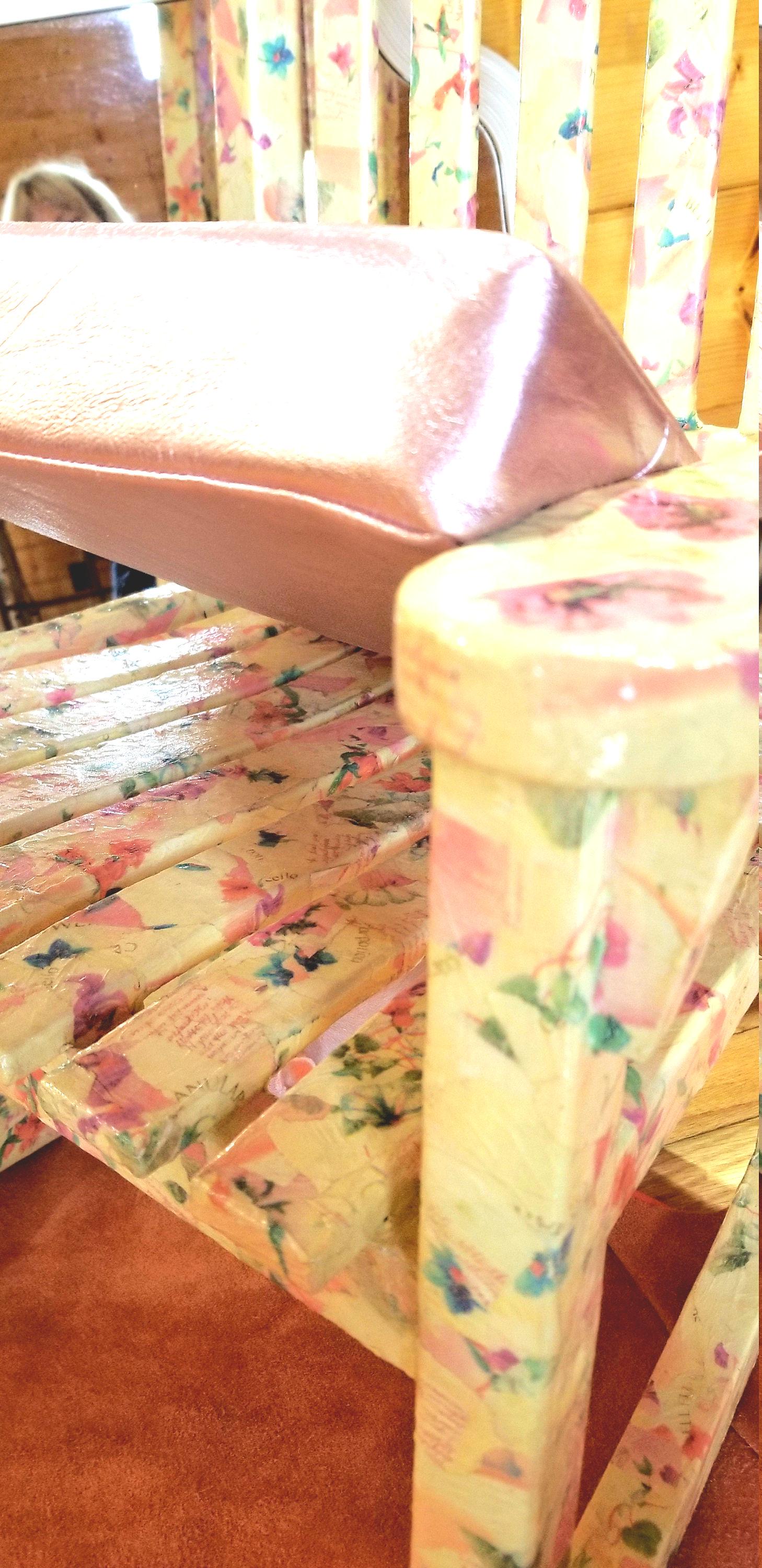 1*** Antique Deco Art Kid's Solid Wood Decoupaged Rocker Metallic Pink ...