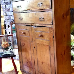 1**SOLD** TO Linda R** 1800&#39;s Farmhouse Shaker Pine Rare Sideboard Primitive Jelly Cabinet Antique Farmhouse Cupboard