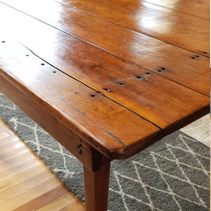 SOLD*****(Antique 1800's New England Shaker Table 4 Board Square Nail Primitive Farmhouse Table