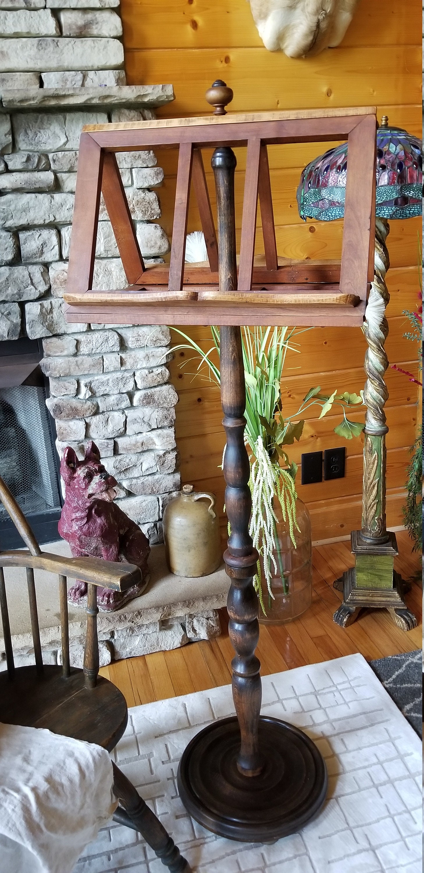 Antique Music Stand French 1800's Double-sided Handturned