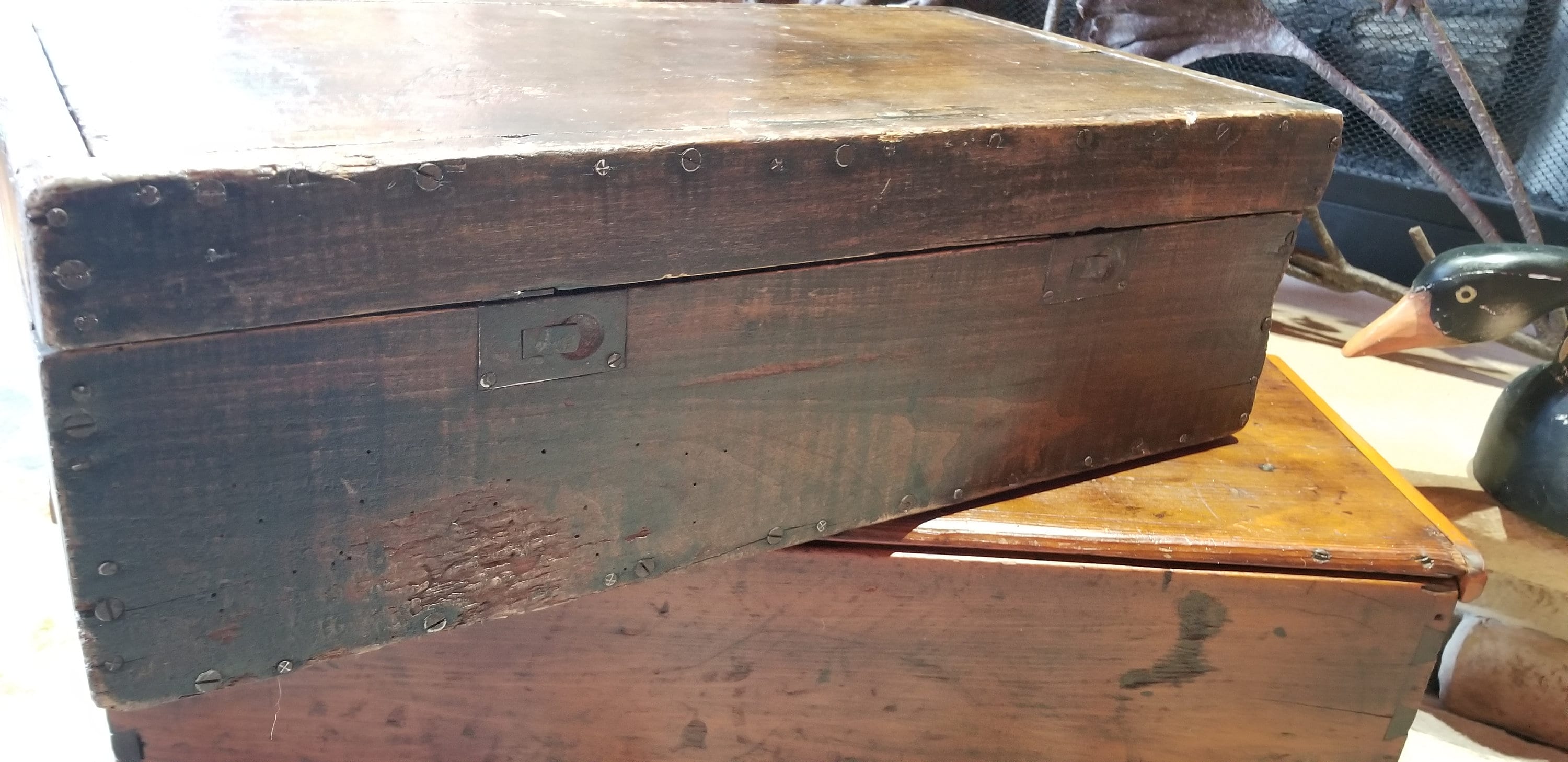 Antique Norwegian Sea Captain's Chest From New England With Dovetailed