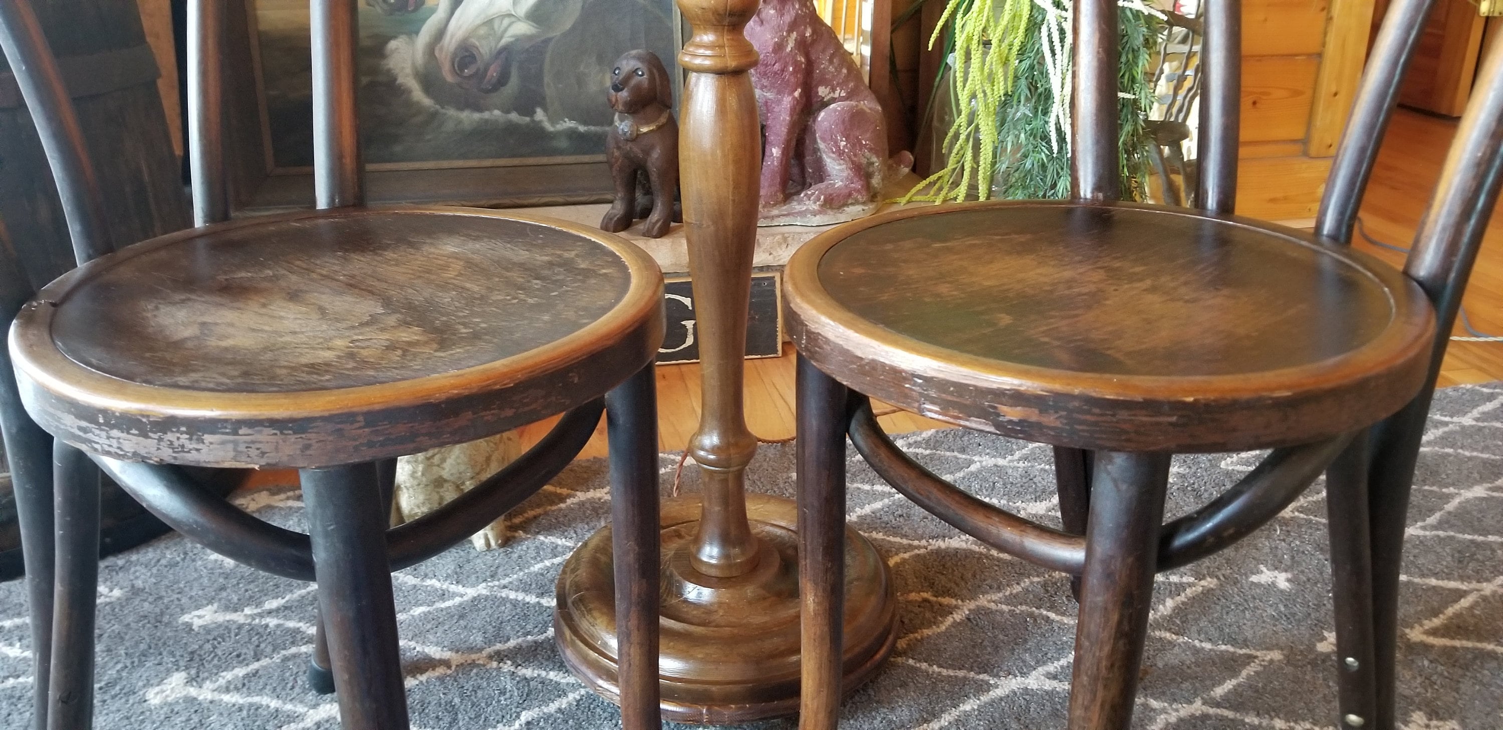 Two Antique Vintage the Great Northern Chairs 1920's Ebonized Bentwood