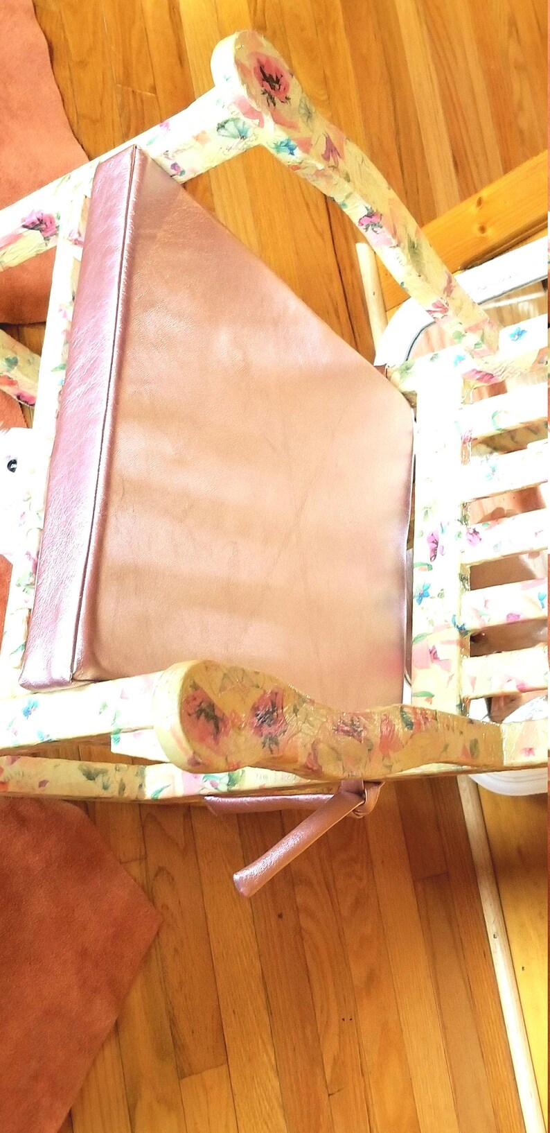 1*** Antique Deco Art Kid's Solid Wood Decoupaged Rocker Metallic Pink ...