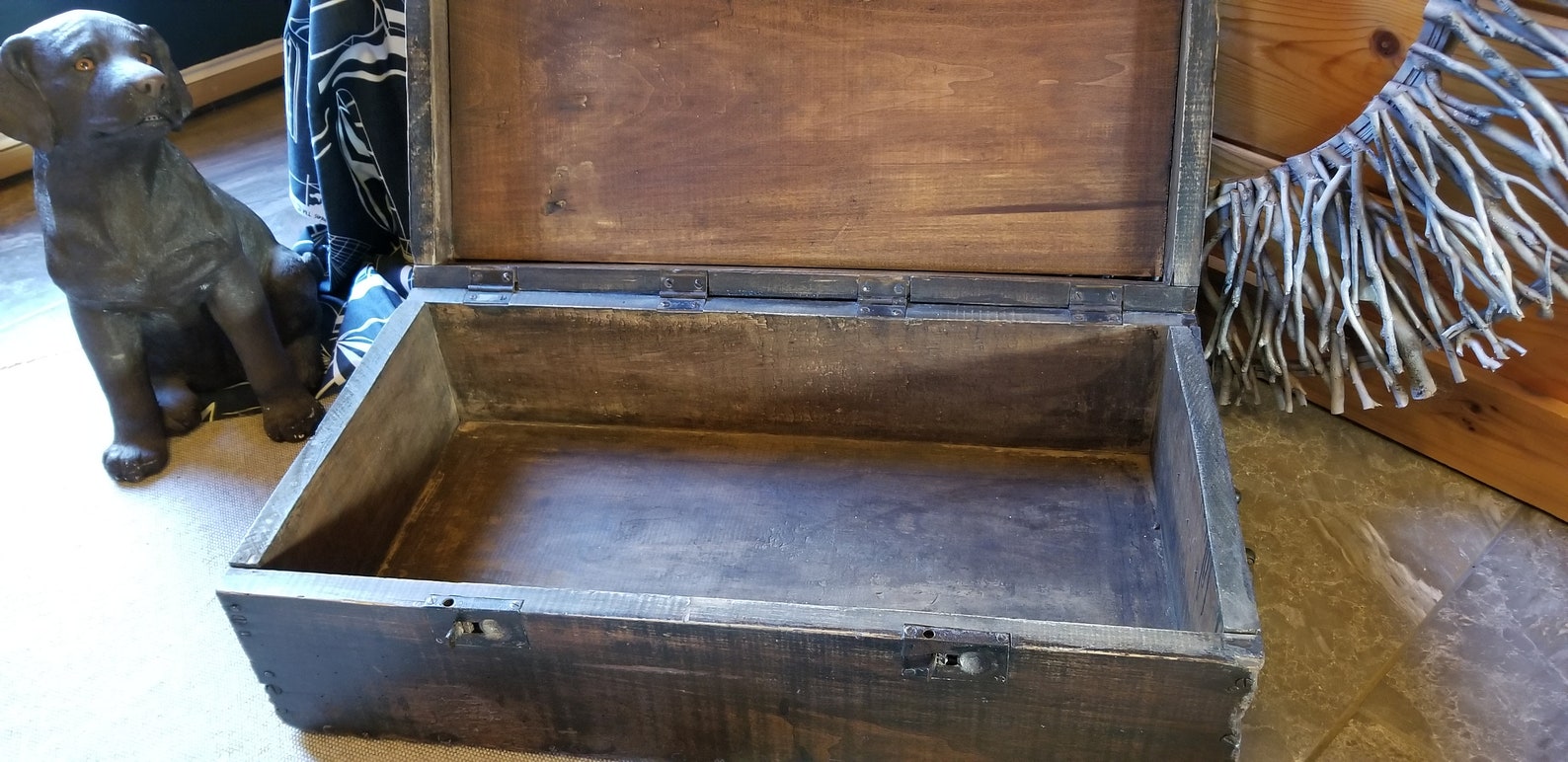 Antique Norwegian Sea Captain's Chest From New England With Dovetailed