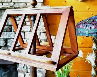 Antique Music Stand French 1800's Double-Sided HandTurned Wood Music Stand