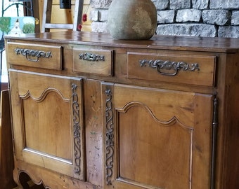 1**SOLD****Antique 1760 Sideboard Country French Louis XV Provence France Sideboard Mother of Pearl Green Inlay Walnut Cupboard Sideboard