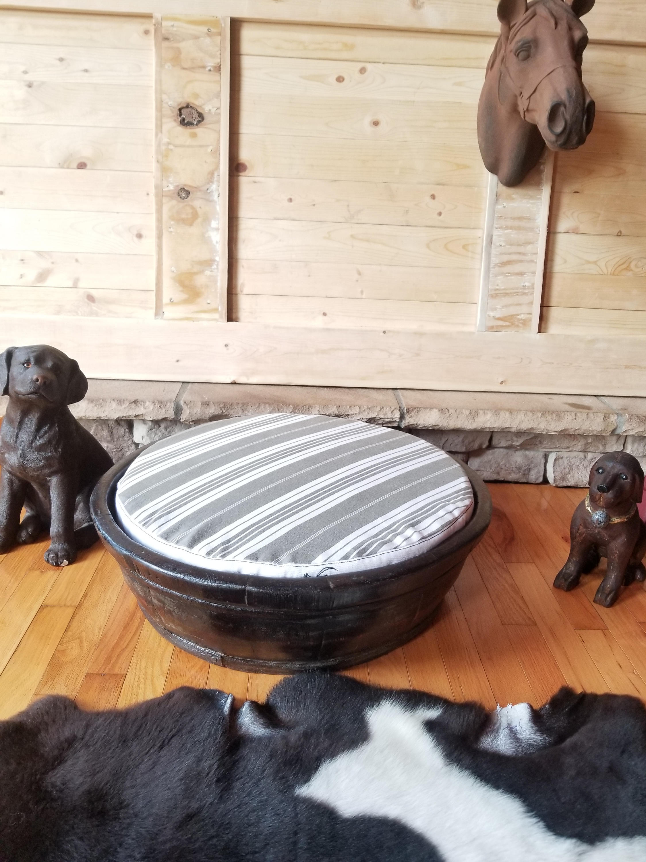 Custom Dog Bed Antique/vintage German Ticking Stripe Dog Antique