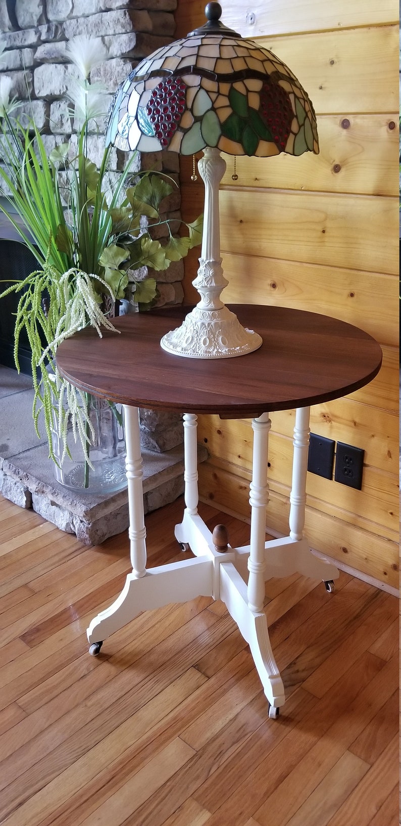 SALE vintage Solid Cherry Table Round Cherry Table Faux Etsy