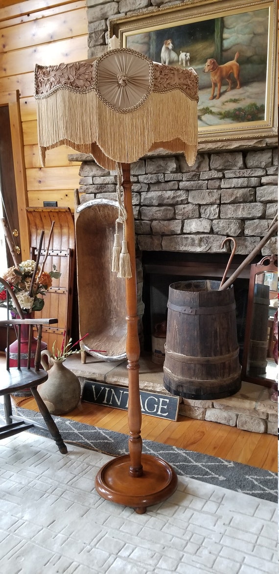 Turned Wood Floor Lamp Custom, Old Antique Wooden Floor Lamps