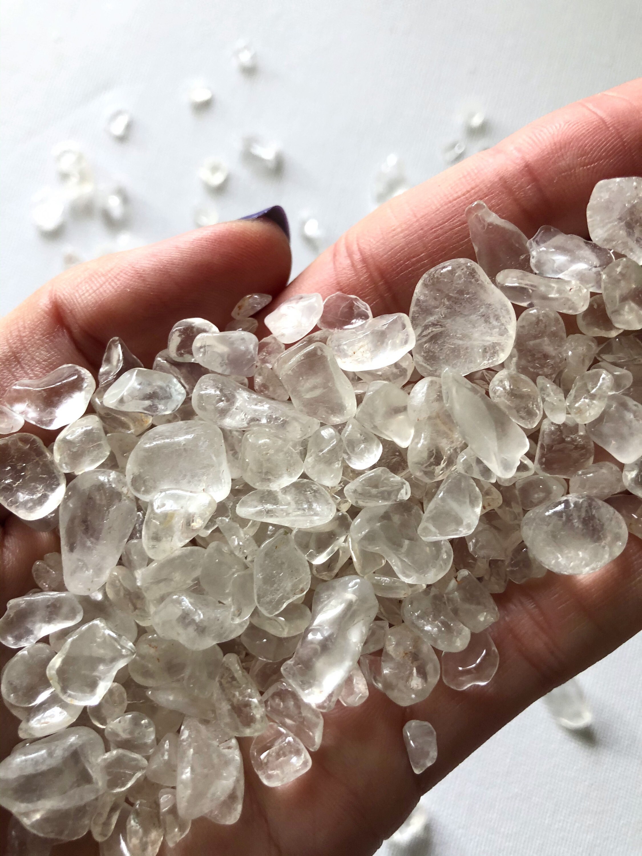 Clear Quartz chips mini tumbled stones Polished rock Etsy