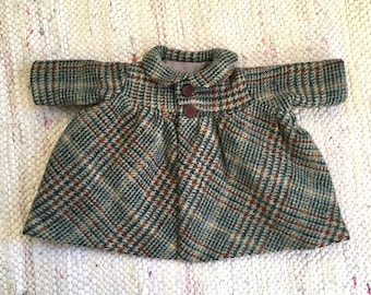 Doll clothes, green checkered coat for 35cm/14inch tall Waldorf doll Coat