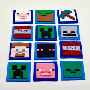 12 x Fondant Minecraft cupcake toppers (Express Shipping)