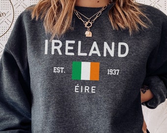 Ireland Sweatshirt, Irish Flag Crewneck Pullover, Unisex