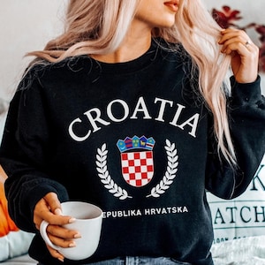 Croatia Sweatshirt, Hrvastska Flag Crewneck Pullover, Unisex