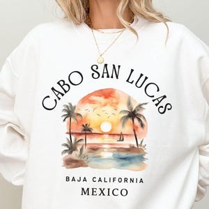 Cabo San Lucas Sweatshirt, Sunset Mexico Baha California Crewneck Pullover, Unisex