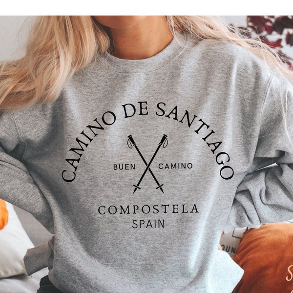 Camino de Santiago Sweatshirt, Compostela Spain Trekking Sweater, Way of St James Hiking, Buen Camino Crewneck - Unisex