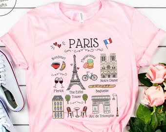 Paris Shirt, Eiffel Tower French Landmarks T-shirt, Unisex