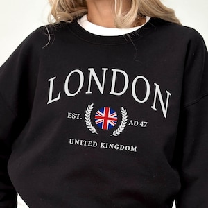 London Sweatshirt, UK Flag England Crewneck Pullover, Unisex