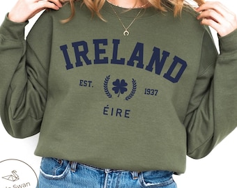 Ireland Sweatshirt, Irish Clover Crewneck Pullover, Unisex