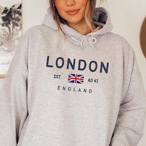 London Hoodie, England Flag Hooded Sweatshirt, Soft and Comfortable Pullover, - Unisex