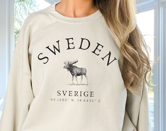 Schweden Sweatshirt, schwedischer Pullover mit Rundhalsausschnitt